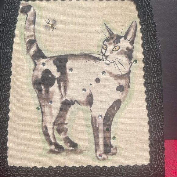 Liz Soto Cat Hand Made Purse‎ Beaded Tassels Black and White - Picture 2 of 8